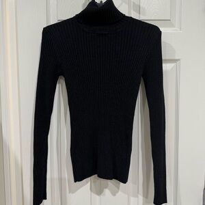 Ralph Lauren Ribbed Turtle Neck Wool Black Sweater